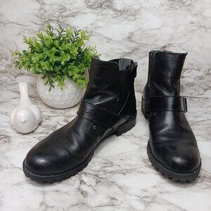 ADRIENNE VITTADINI DONNIE motorcycle ankle boot women's black leather 7.5